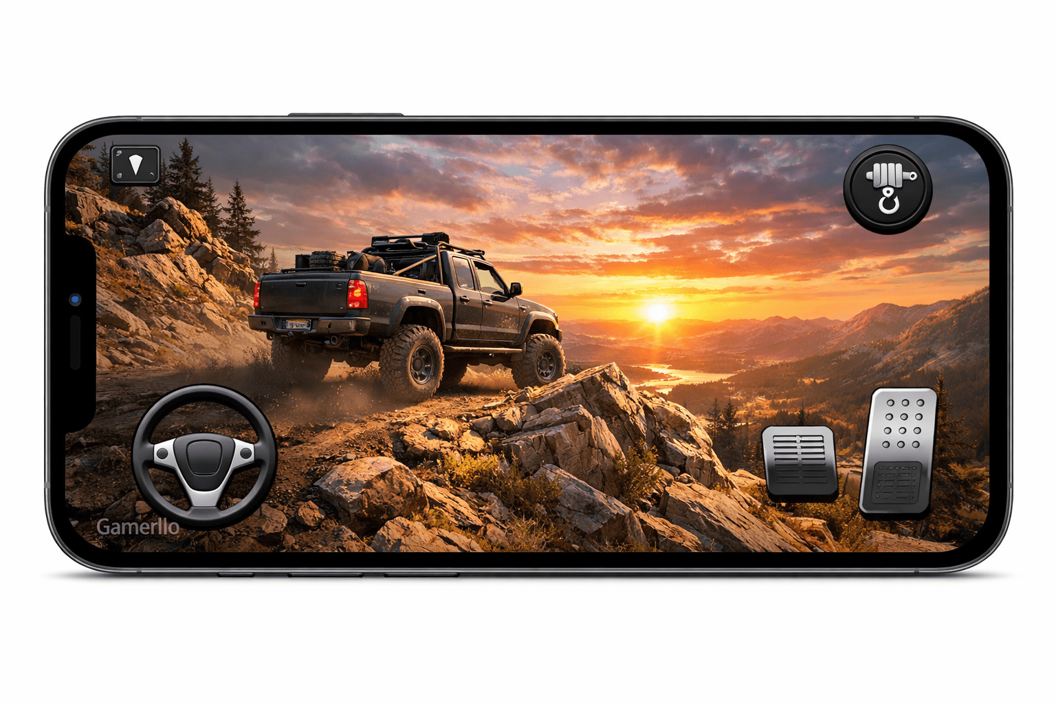 شاحنة دفع رباعي عملاقة في الوحل من موقع جيمرلو