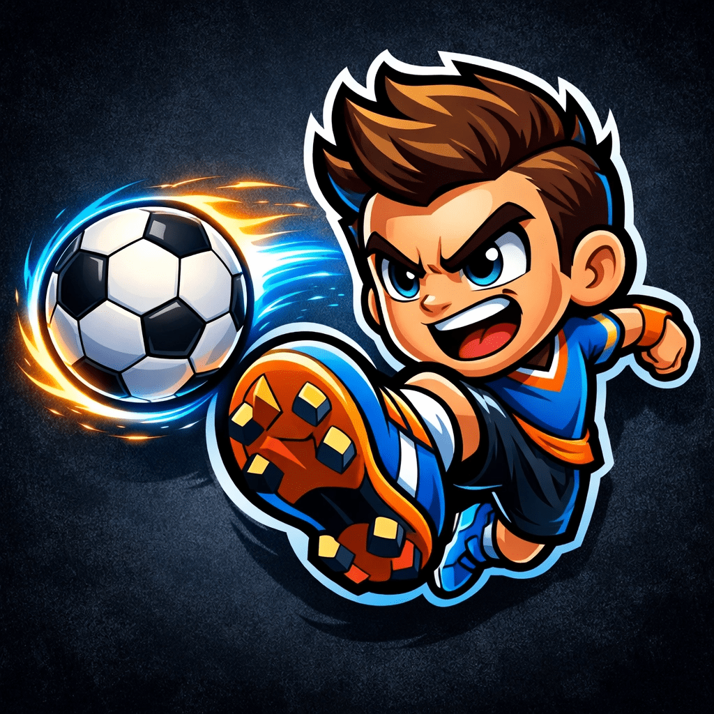 شعار كرتوني احترافي مستوحى من Head Ball 2 يظهر شخصية لاعبة بلياردو بوضعية تسديد الكرة مع تأثيرات طاقة حيوية